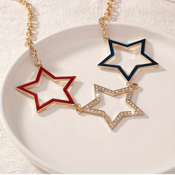 Patriotic Star Crystal Necklace - Picture 3 of 5